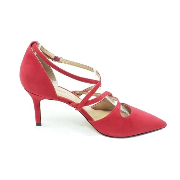 Talbots Erica Heels Womens Strappy Pumps Red Suede Leather Brazil 8 M - Picture 2 of 10